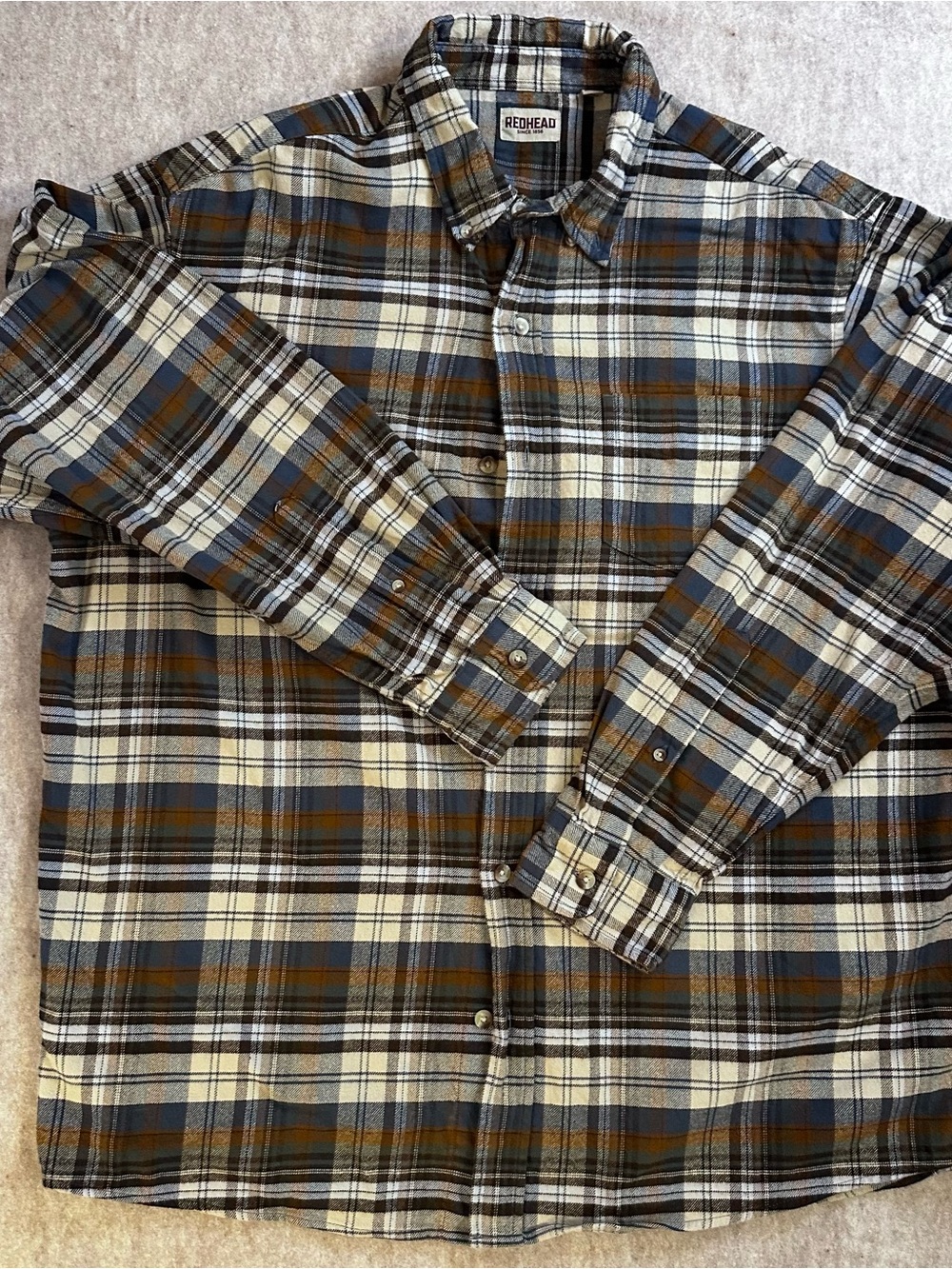 Red Head Since 1856 Flannel Shirt Men’s 2XL Browns plaid Cotton Long Sleeve